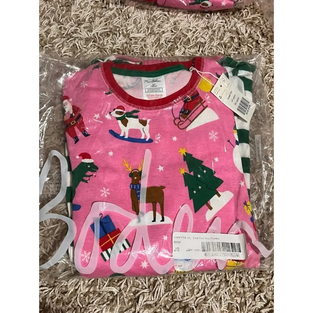 NWT❤️Mini Boden 2-Pack Assorted Two-Piece Fitted Pajamas sz10Y